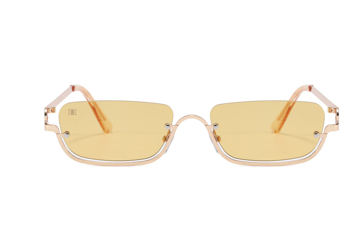 NO BOUNDARIES - Vintage Rectangle Half Frame Sunglasses