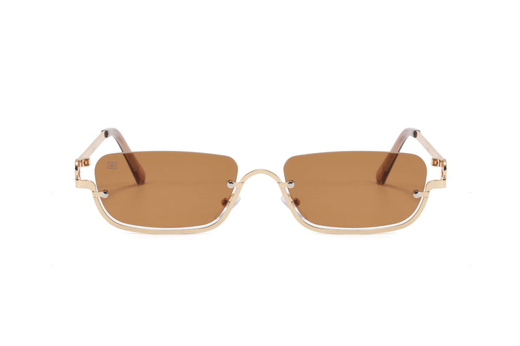 NO BOUNDARIES - Vintage Rectangle Half Frame Sunglasses