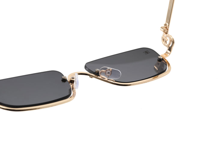 NO BOUNDARIES - Vintage Rectangle Half Frame Sunglasses