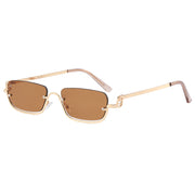 NO BOUNDARIES - Vintage Rectangle Half Frame Sunglasses