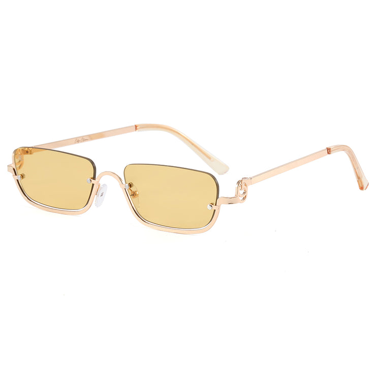 NO BOUNDARIES - Vintage Rectangle Half Frame Sunglasses