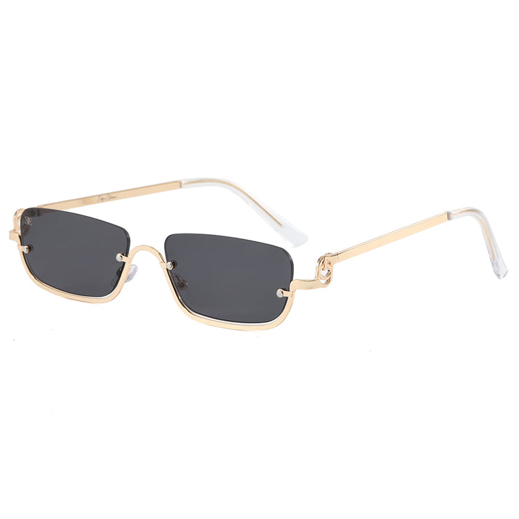 NO BOUNDARIES - Vintage Rectangle Half Frame Sunglasses