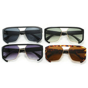 Semi Rimless Oversized Square Aviator Sunglasses