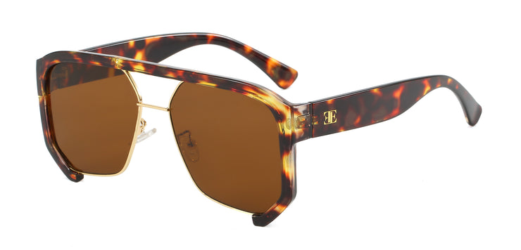 Tortoise Rimless Oversized Square Aviator Sunglasses